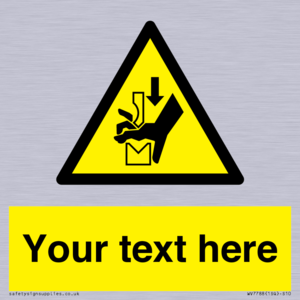 Custom warning hand crushing between press brake tool